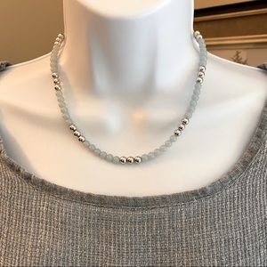 Trifari vintage blue and silver beaded necklace and bracelet set